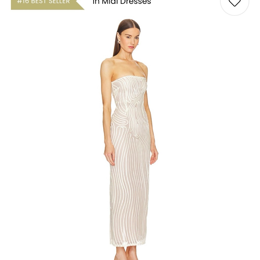 REVOLVE Silver Ribbed Strapless Sheath Dress - Picture 2 of 4